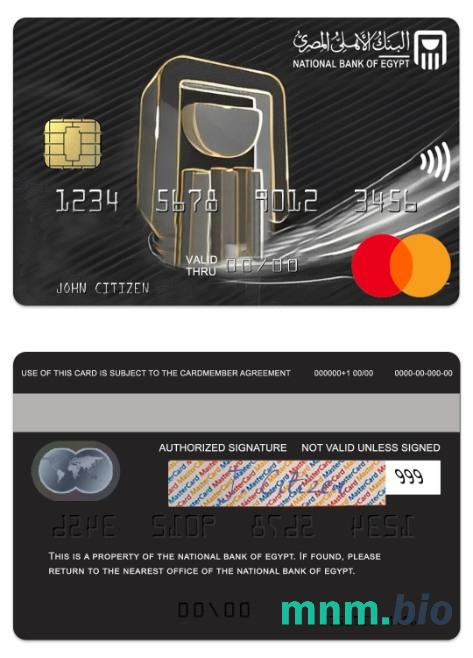 Egypt National Bank of Egypt platyna przykład karty mastercard w formacie PSD